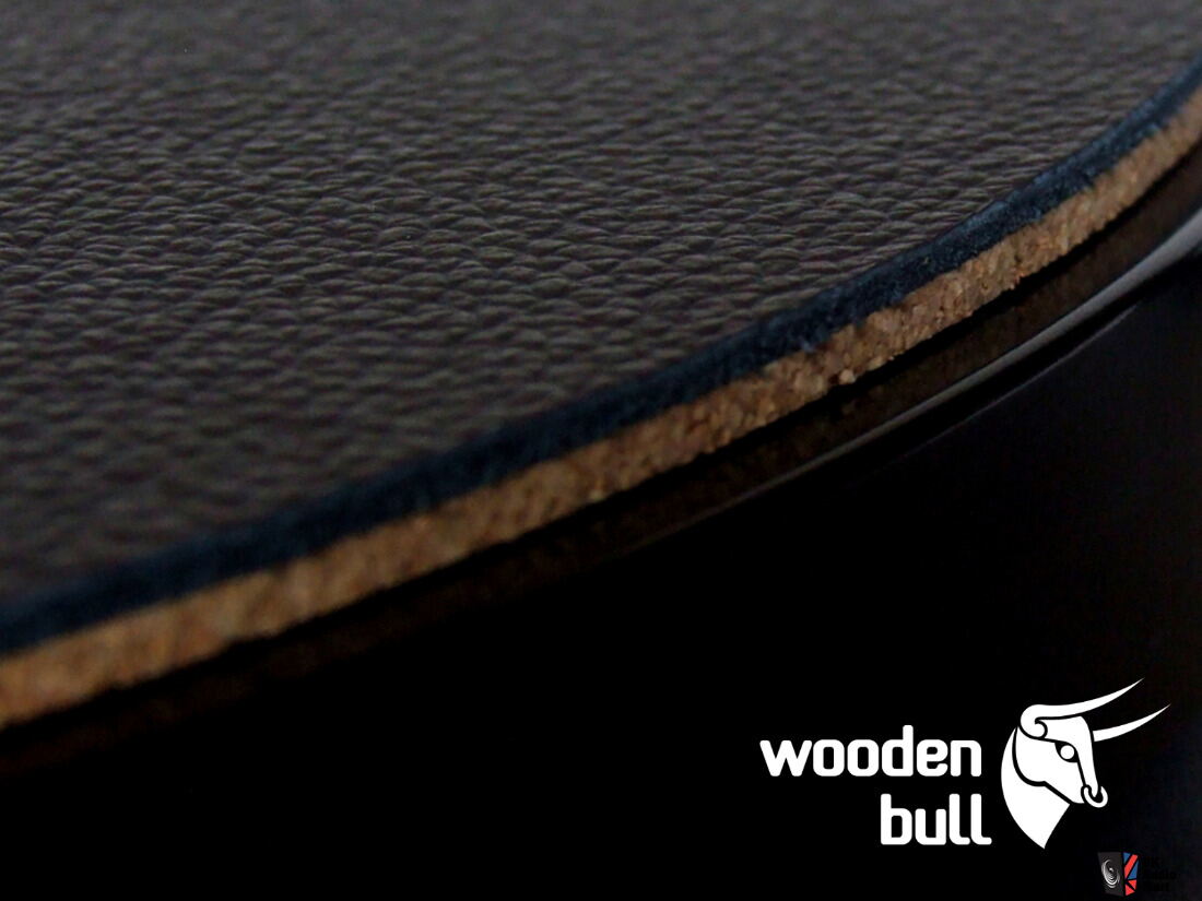 Wooden Bull Leather & Cork Audiophile Turntable Mat Classic Black