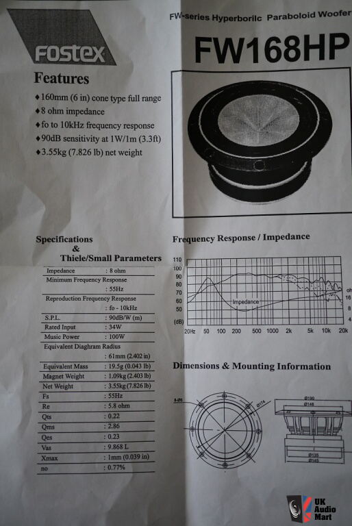Fostex FW168HP Woofers/Speakers, BNIB (Pair) Photo #578632 - UK Audio Mart